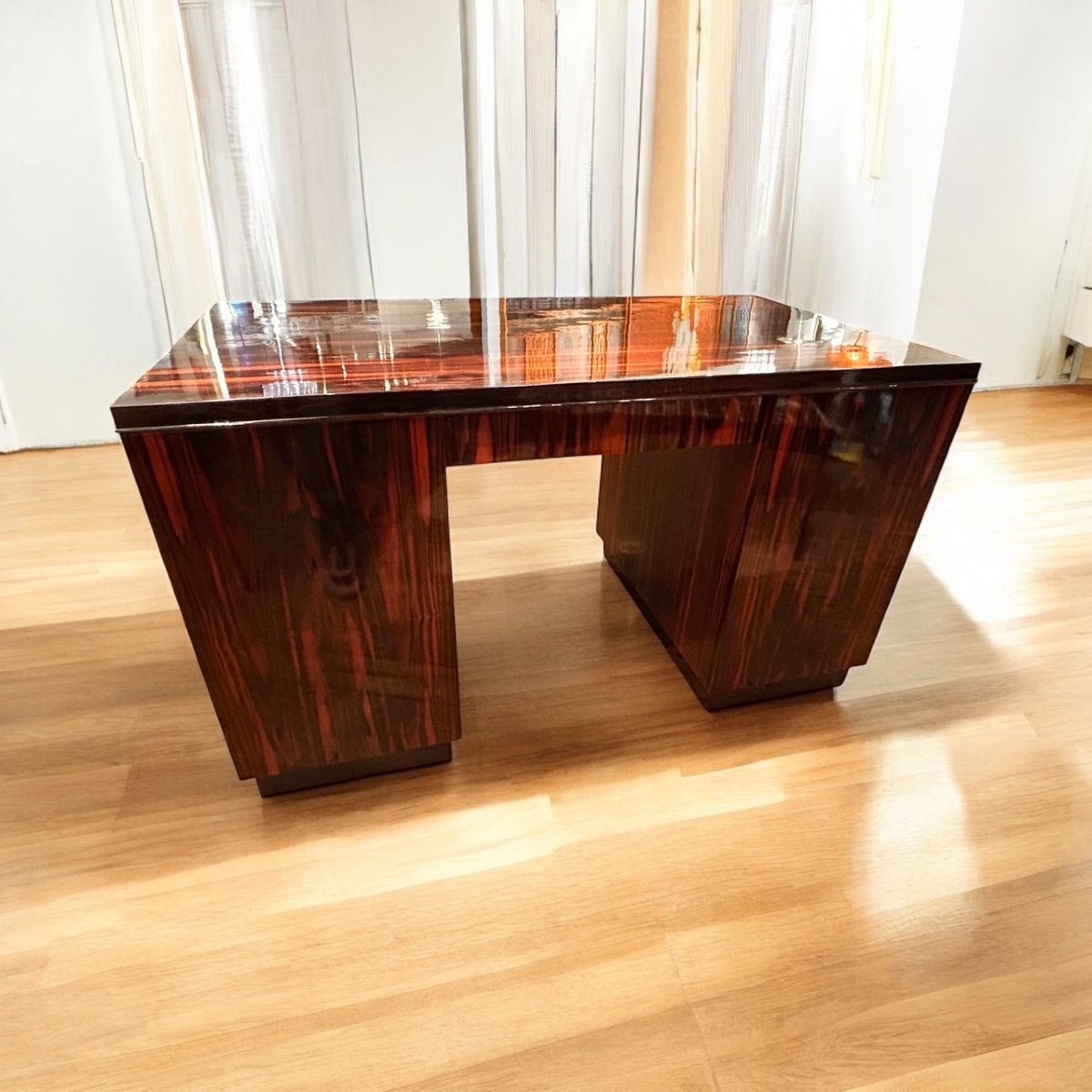 Art Deco Desk Circa 1925 France, Buff Polished Macassar Ebony-photo-2